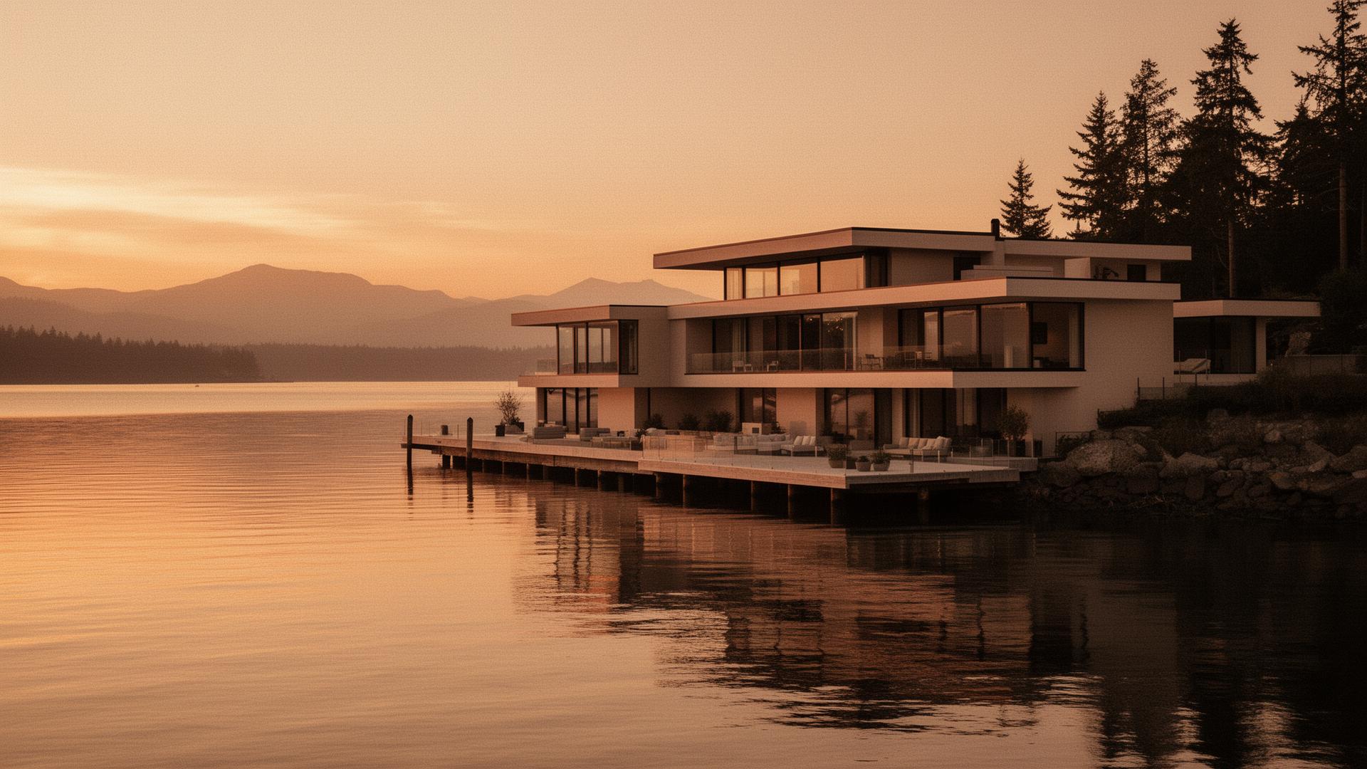 Modern Fraser Valley townhome at golden hour